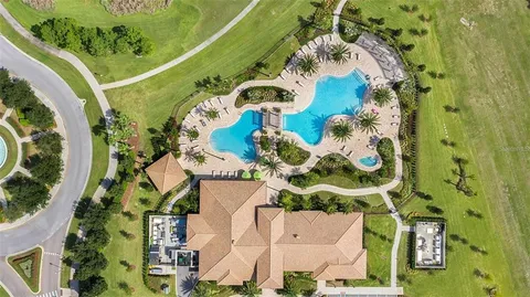 an aerial view of a house