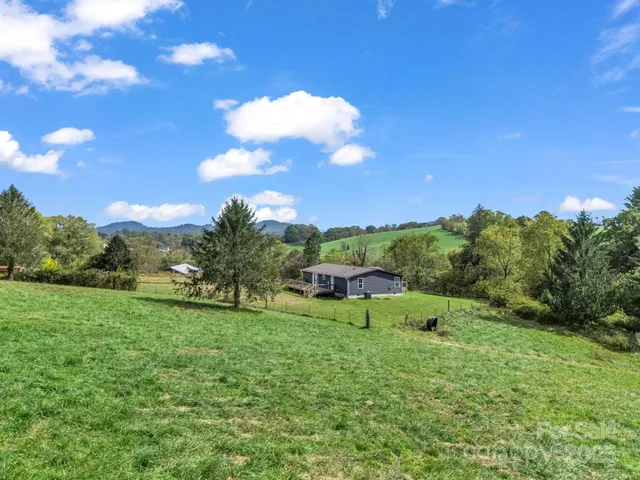 a view of a big yard with lots of green space