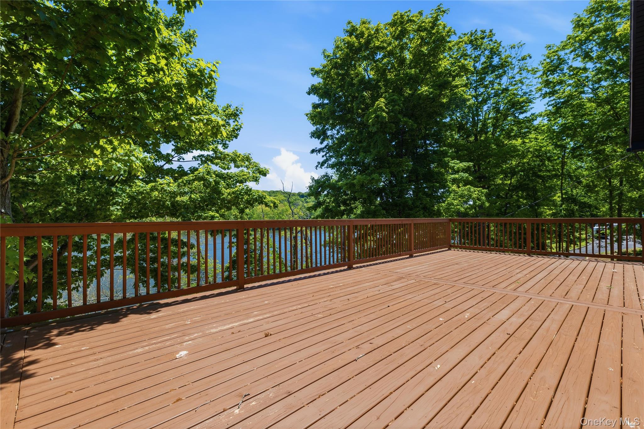548 Lakes Road Monroe, NY 10950 - Photo 49 of 50 a balcony with wooden floor and trees in the background