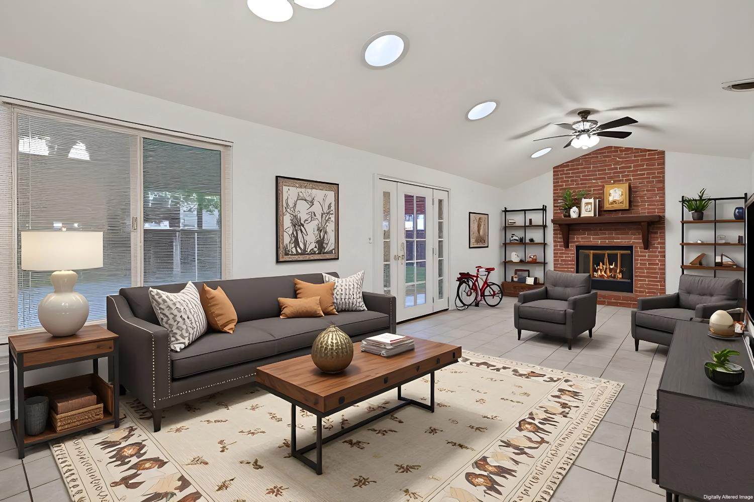 1417 Fransen Lane Modesto, CA 95355 - Photo 8 of 30 a living room with furniture a fireplace and a table