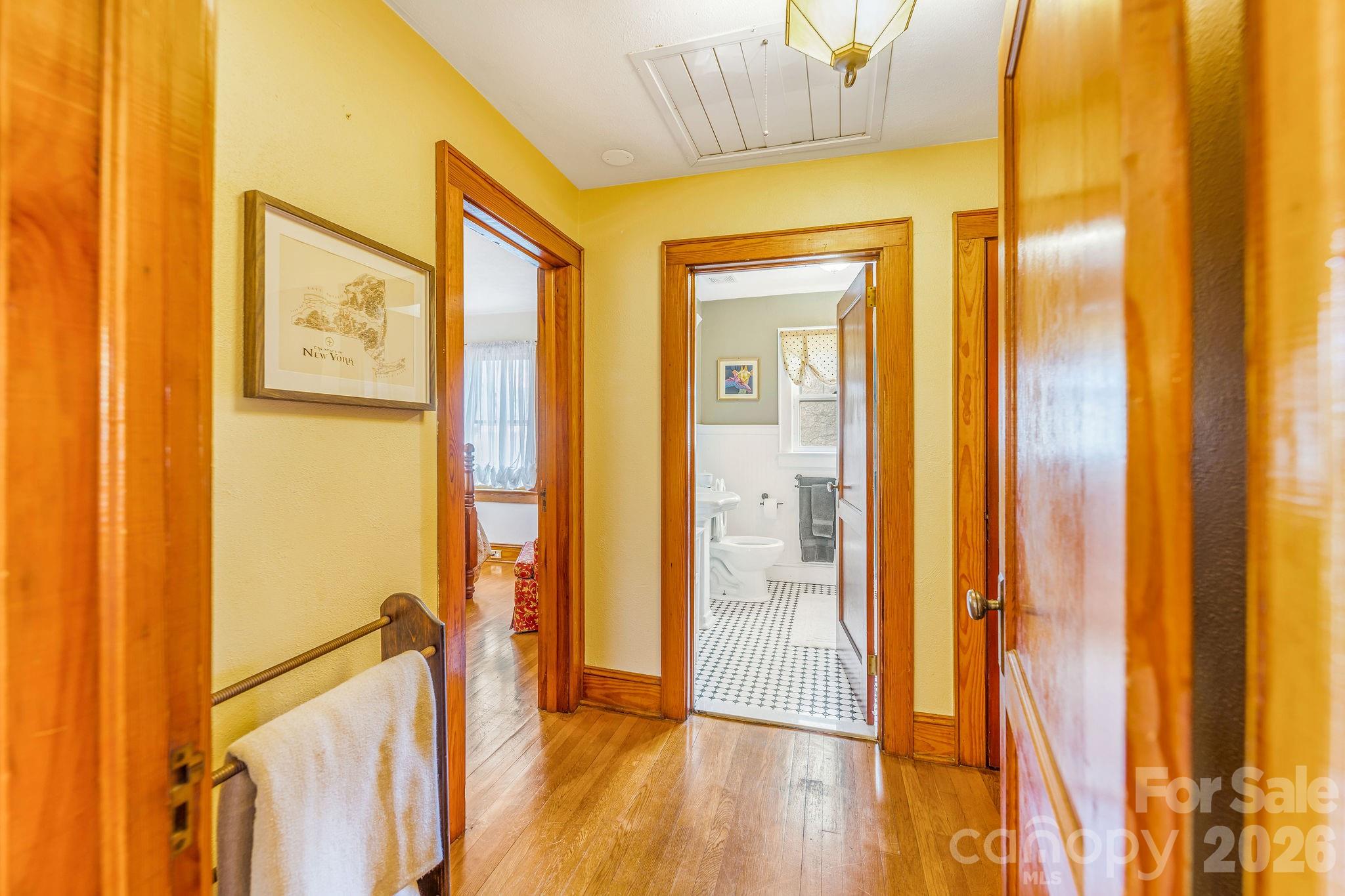 22 Mountain Spring Lane Canton, NC 28716 - Photo 29 of 48 a view of a hallway with wooden floor and staircase