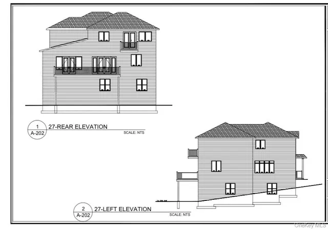 a view of a back yard of a house with a wooden floor