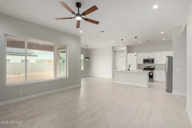 a view of kitchen and windows