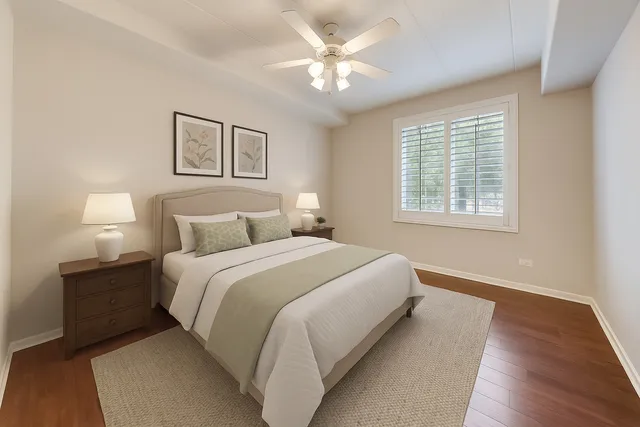 a workspace with furniture window and wooden floor