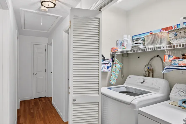 a utility room with dryer and washer