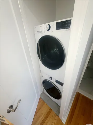 a utility room with dryer and washer