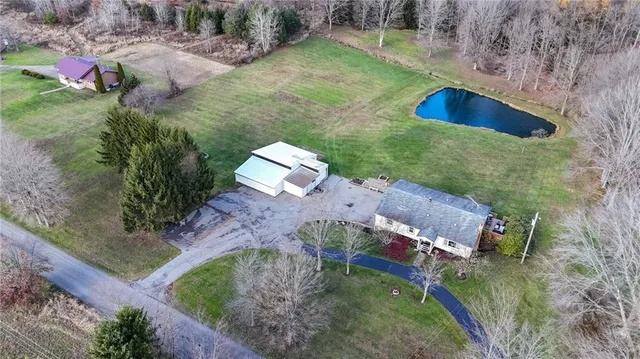 an aerial view of a house