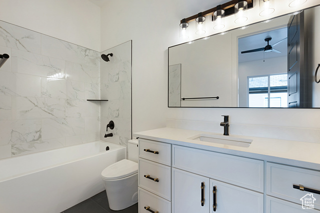 3145 Snow Cyn Road Hurricane, UT 84737 - Photo 25 of 38 Bathroom with vanity, shower / bath combination, ceiling fan, and tile patterned floors