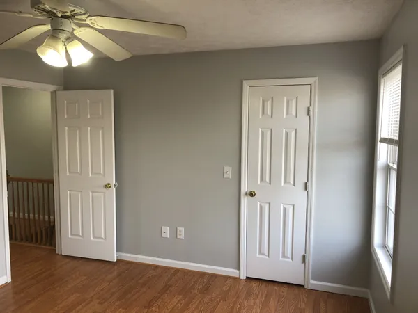 a close view of closet with wooden floor