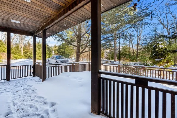 a view of a porch with a yard