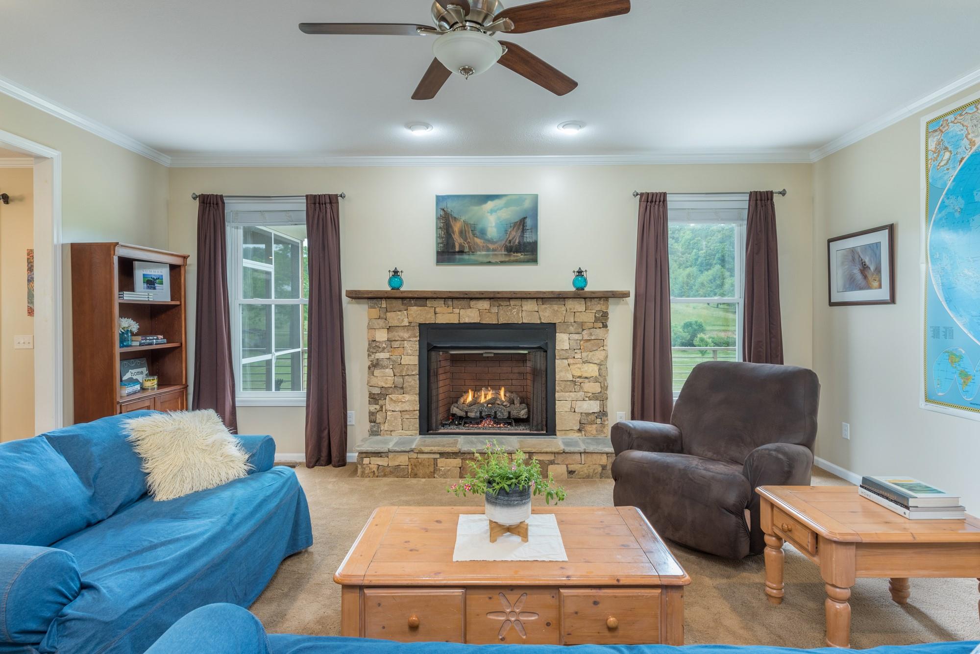 750 Iron Tree Drive Clyde, NC 28721 - Photo 4 of 40 a living room with furniture and a fireplace