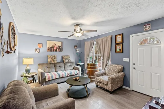 a living room with furniture