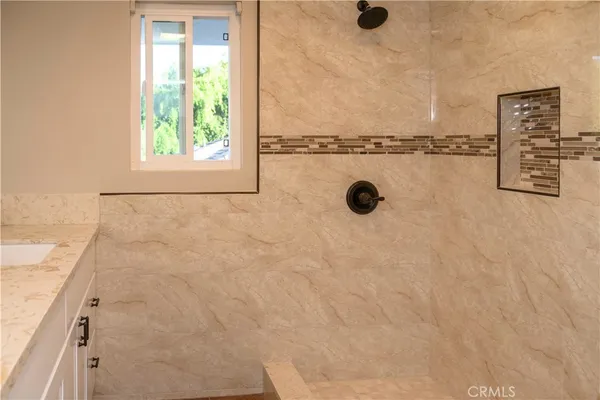 a view of a bathroom with a shower