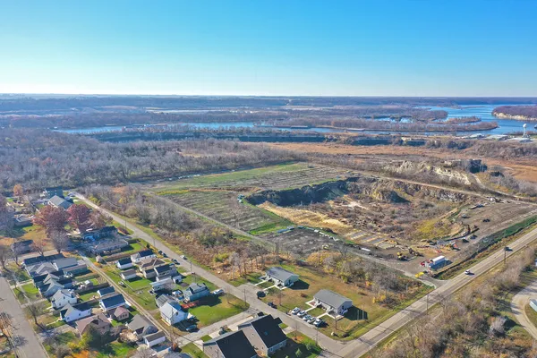 an aerial view of a house