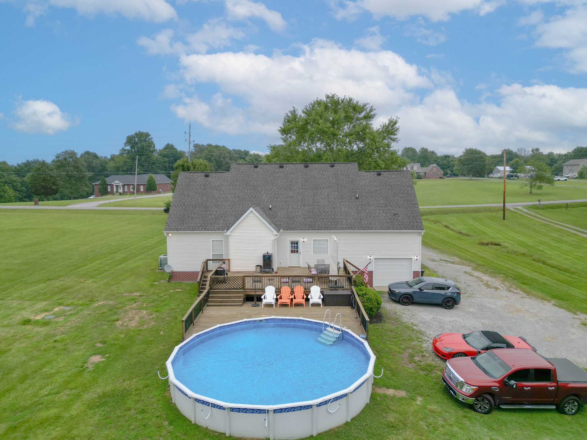 2558 South Mt Pleasant Road Greenbrier, TN 37073 - Photo 33 of 36 an aerial view of a house with swimming pool garden and outdoor seating