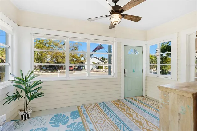 a view of balcony with furniture