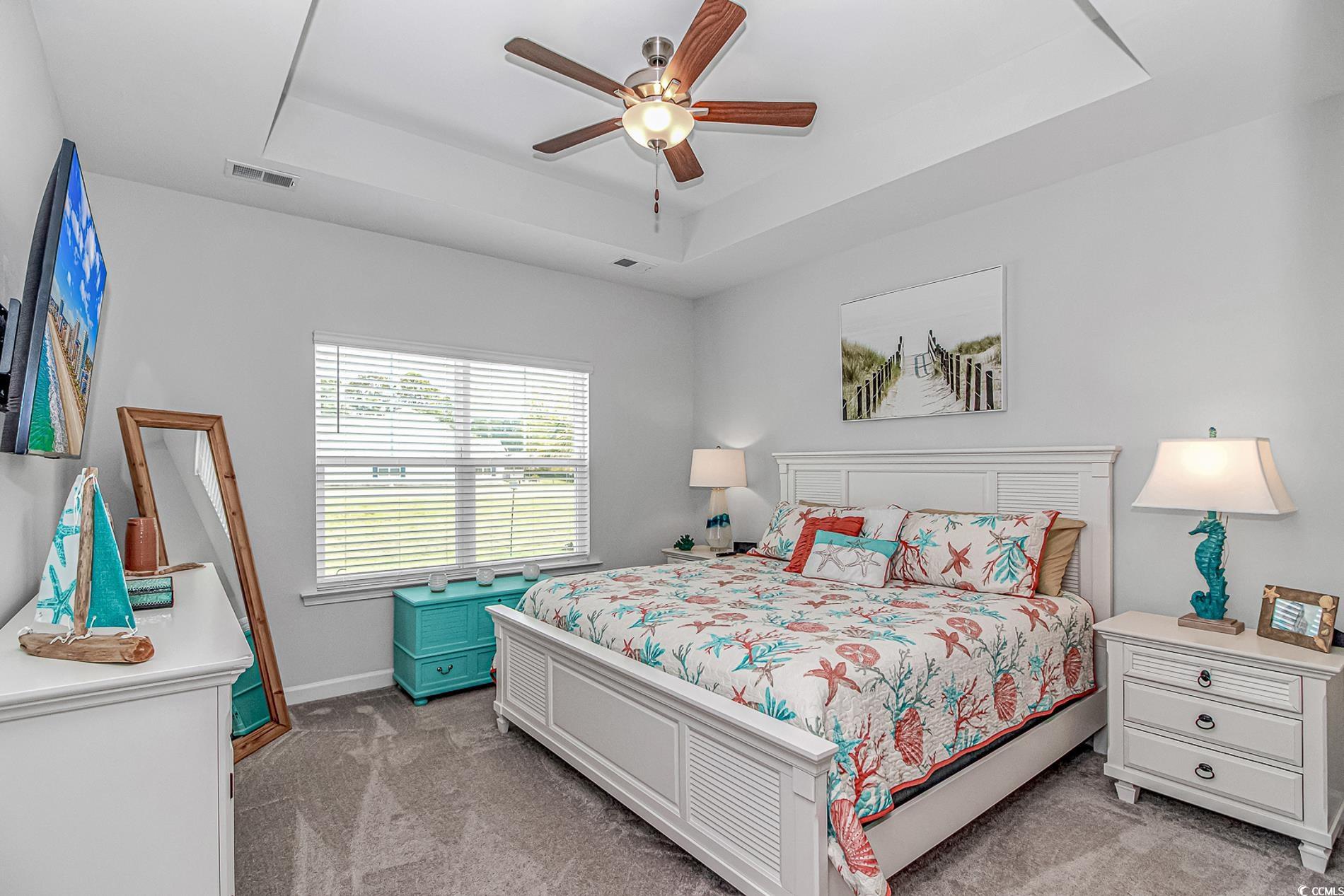 222 Sundew Loop Little River, SC 29566 - Photo 14 of 40 Bedroom featuring a tray ceiling, baseboards, ceil