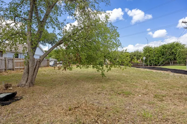 a view of a yard with a tree