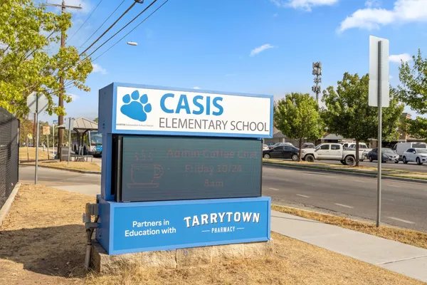 a view of street sign