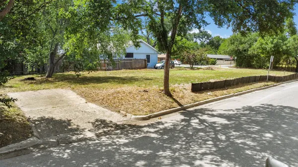 a view of a yard with tree s