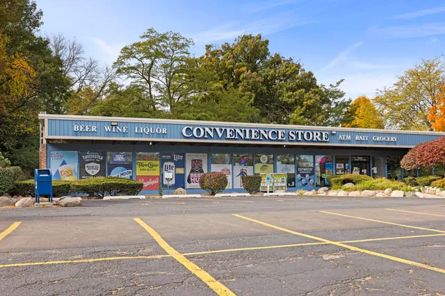a view of a water fountain and a street
