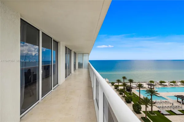 a view of balcony and ocean