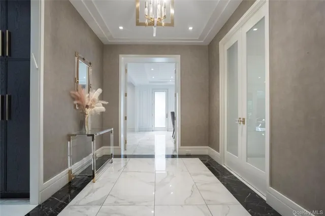 a bathroom with a mirror