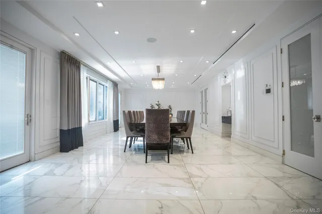 a view of a dining area with furniture