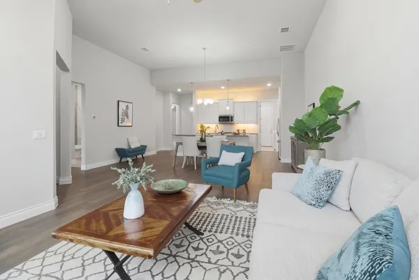 a living room with furniture