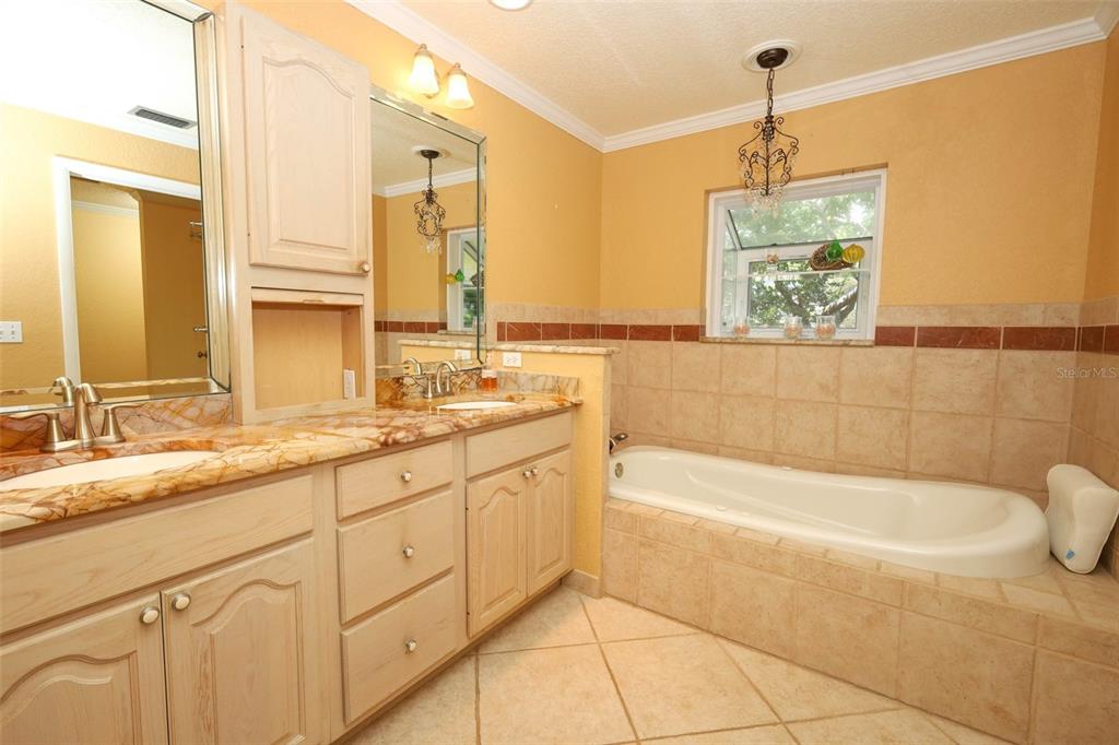 102 Pineview Court Altamonte Springs, FL 32714 - Photo 23 of 59 a bathroom with a granite countertop sink a bathtub and a shower