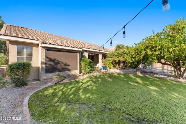 a view of a porch with plants and garden
