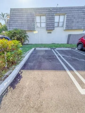 a view of a yard with potted plants