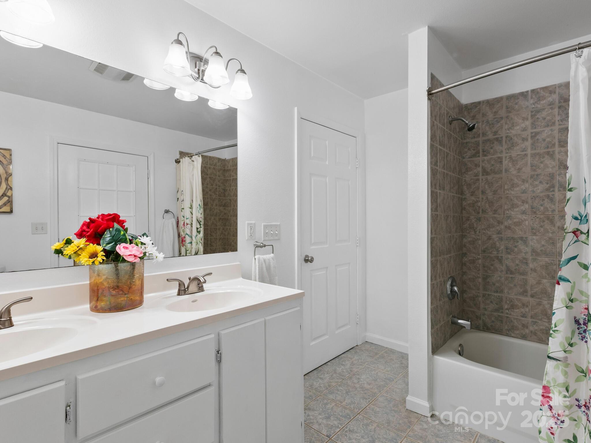186 Wiggins Road Candler, NC 28715 - Photo 24 of 32 a bathroom with a tub sink mirror and a shower