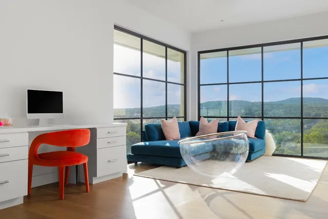 a view of a terrace with oven