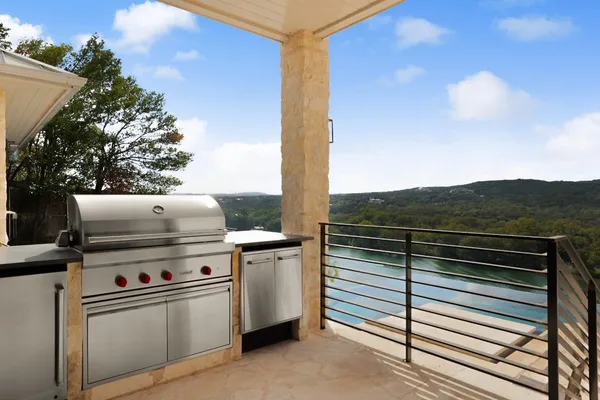 a view of a lake with a mountain in the background