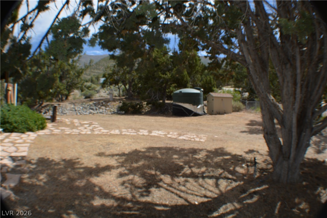 1321 Trout Canyon Road Las Vegas, NV 89124 - Photo 10 of 50 A stone pathway guides through the xeriscaped yard, leading to distant mountain views.