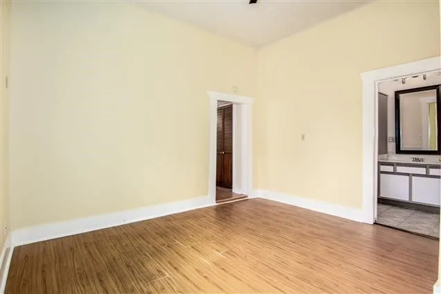 a view of livingroom with wooden floor