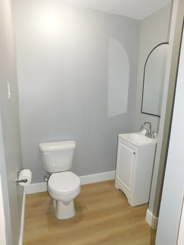 a white toilet sitting next to a bathroom sink