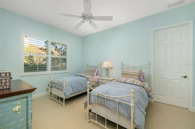 an aerial view of a swimming pool