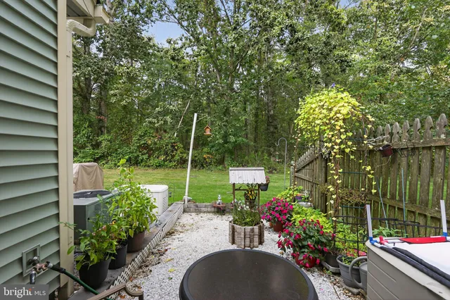 a view of a potted flower in a yard next to a building