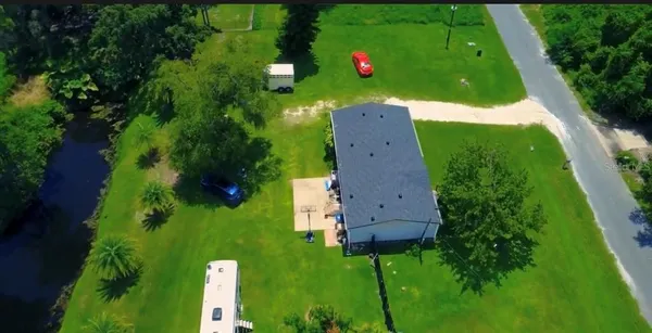 an aerial view of a house