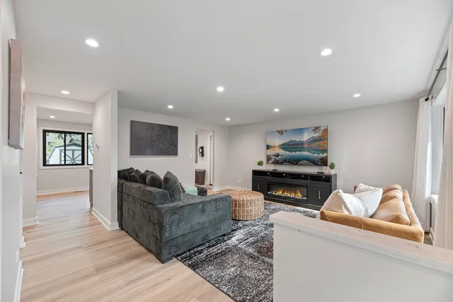 a living room with furniture and a couch