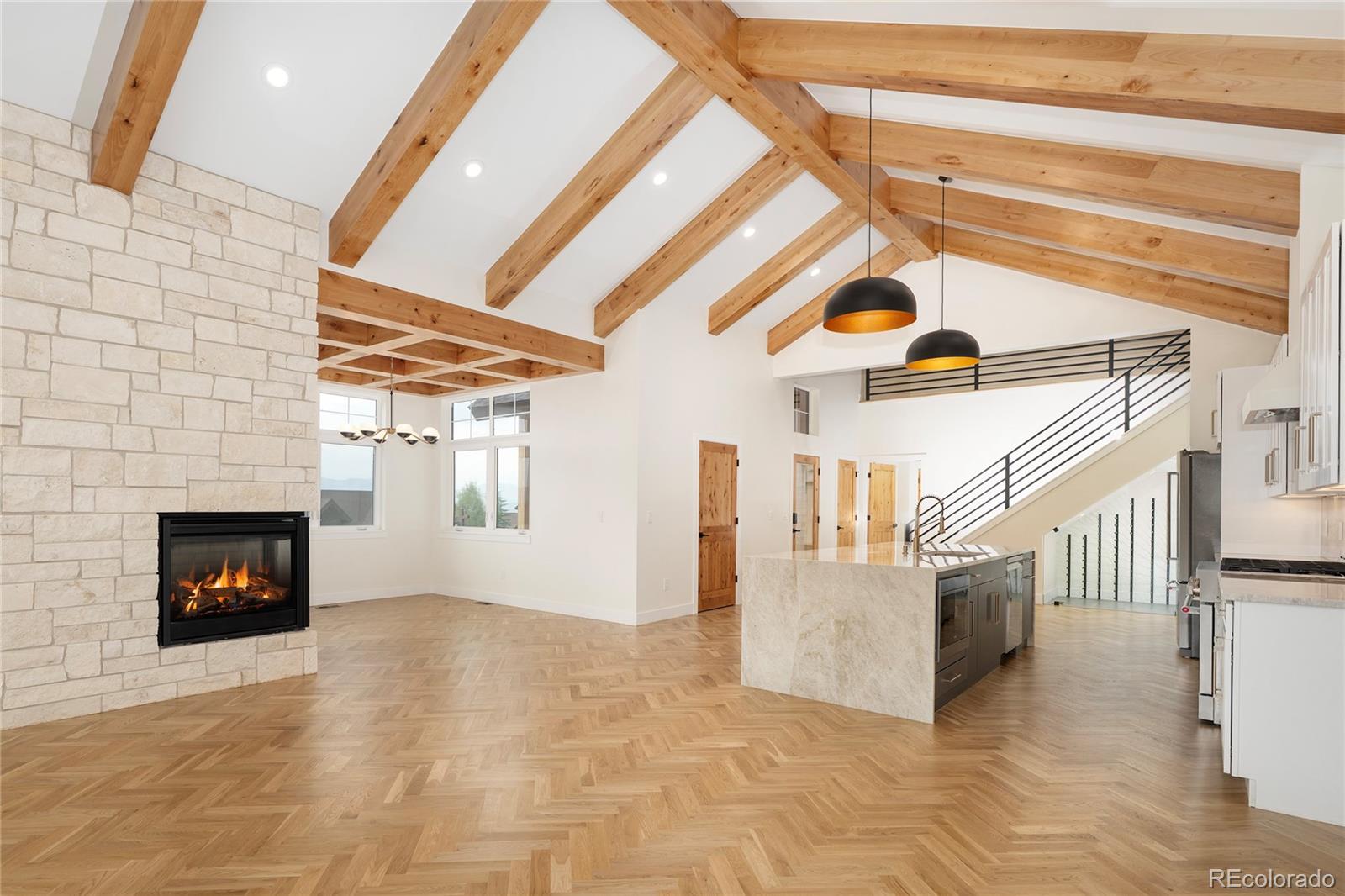 a view of an entryway and fire place