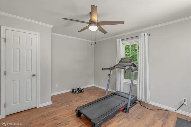 a room with gym equipment