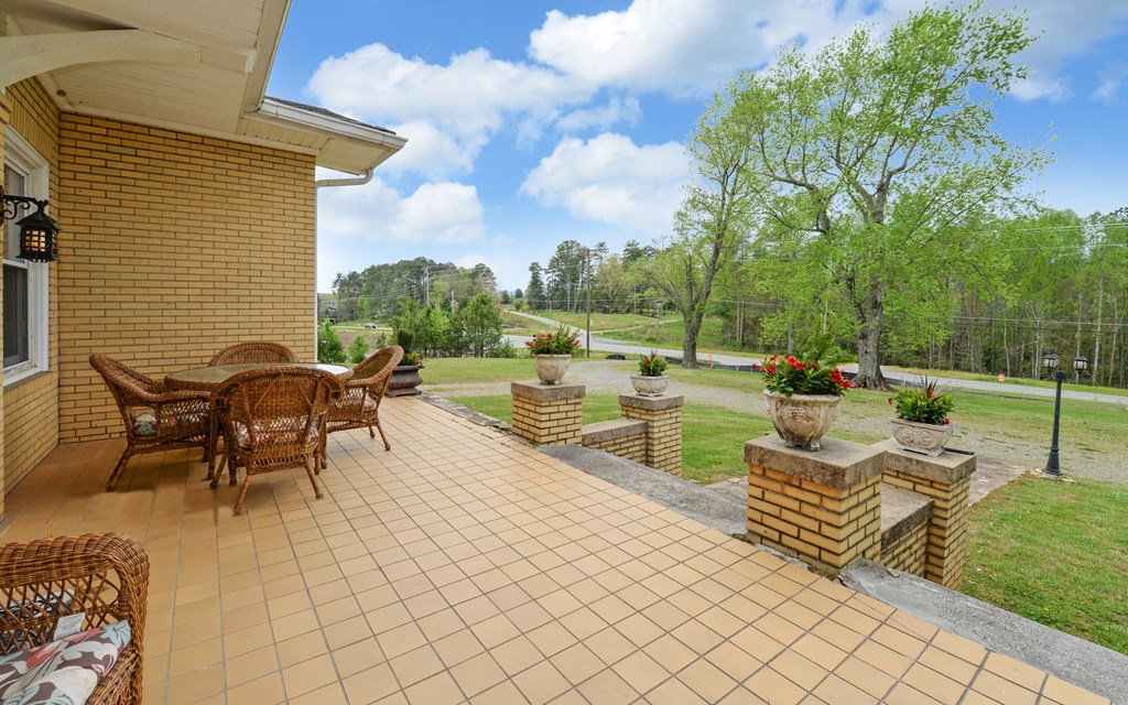 2465 Blue Ridge Drive Blue Ridge, GA 30513 - Photo 6 of 60 a view of a patio with table and chairs potted plants and a palm tree