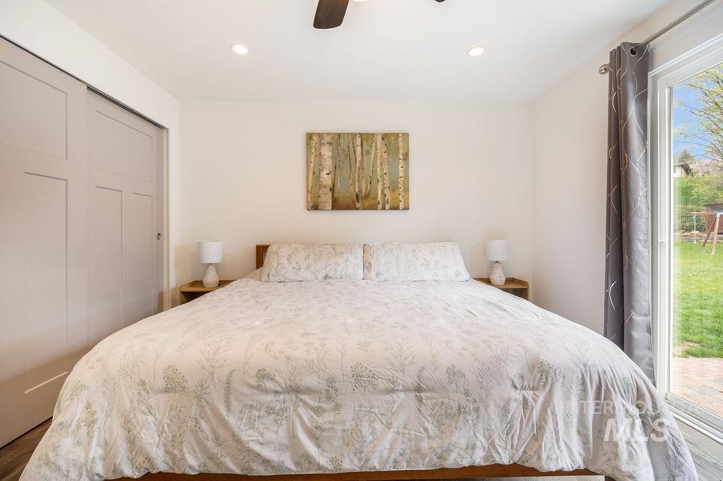 405 North 2nd Street Eagle, ID 83616 - Photo 12 of 39 Bedroom featuring a closet, recessed lighting, ceiling fan, and access to outside