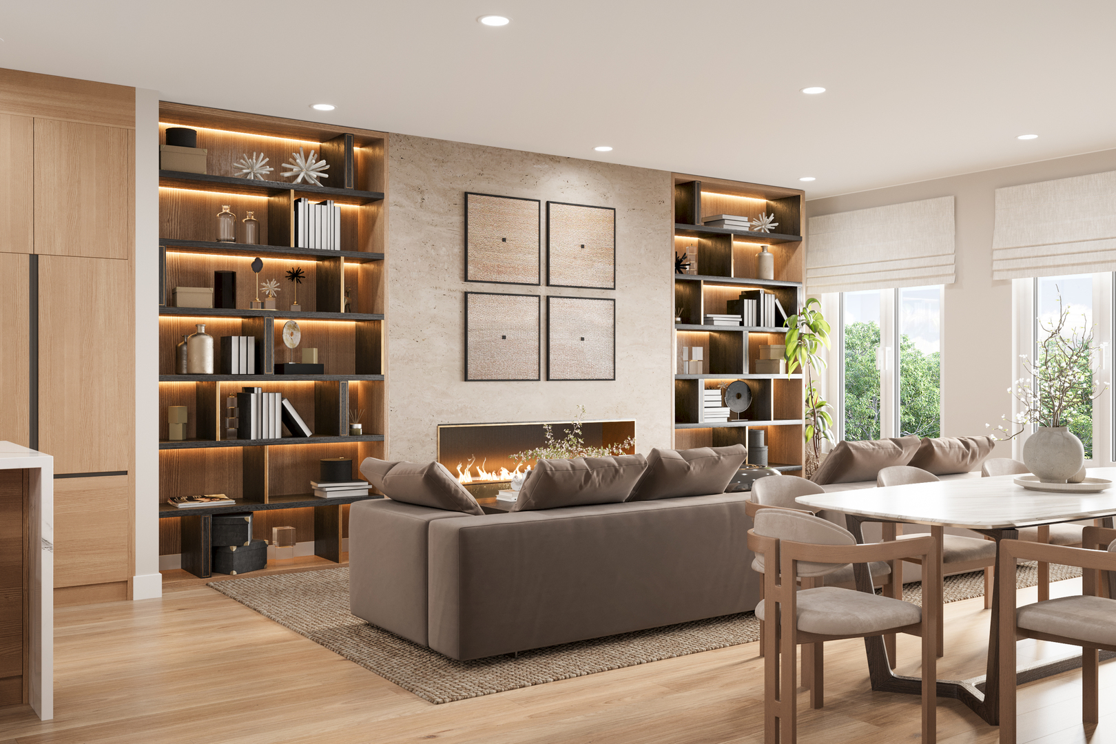 1124 West Addison Street, Unit 2 Chicago, IL 60613 - Photo 4 of 14 a living room with furniture and a book shelf