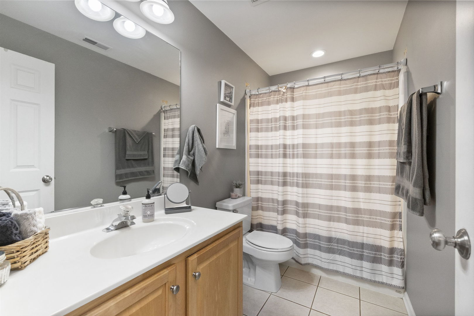388 Ridge Road North Aurora, IL 60542 - Photo 13 of 15 a bathroom with a sink a toilet a shower and a mirror