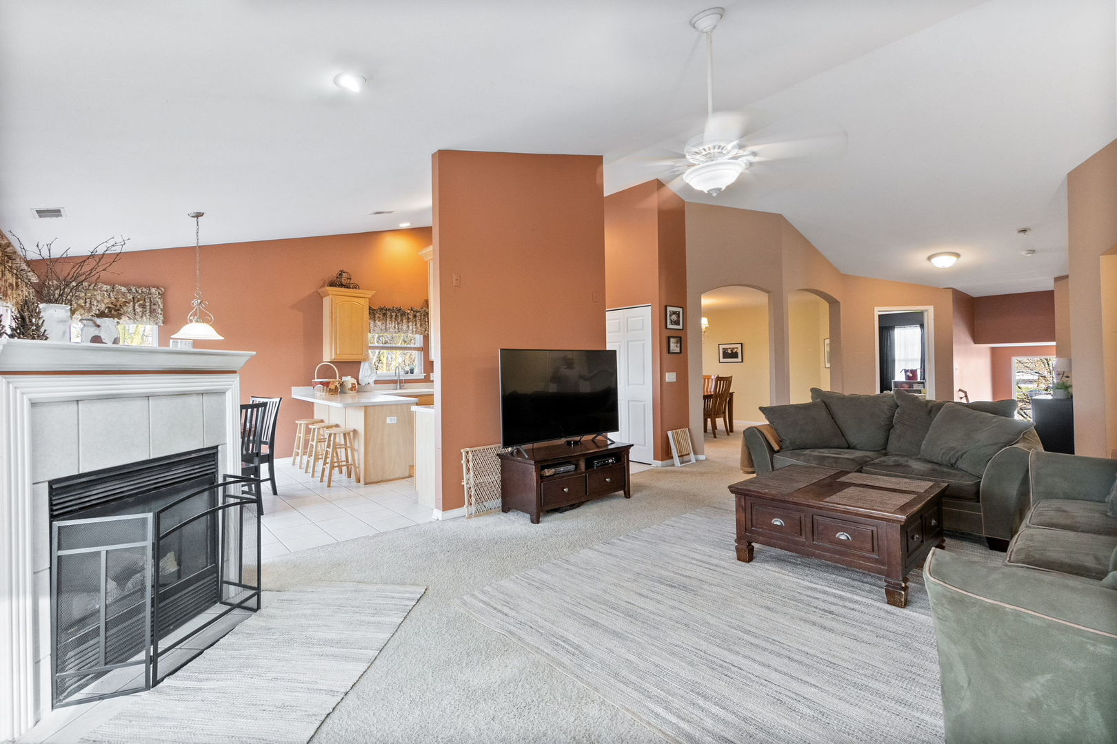 388 Ridge Road North Aurora, IL 60542 - Photo 14 of 15 a living room with furniture a flat screen tv and a fireplace
