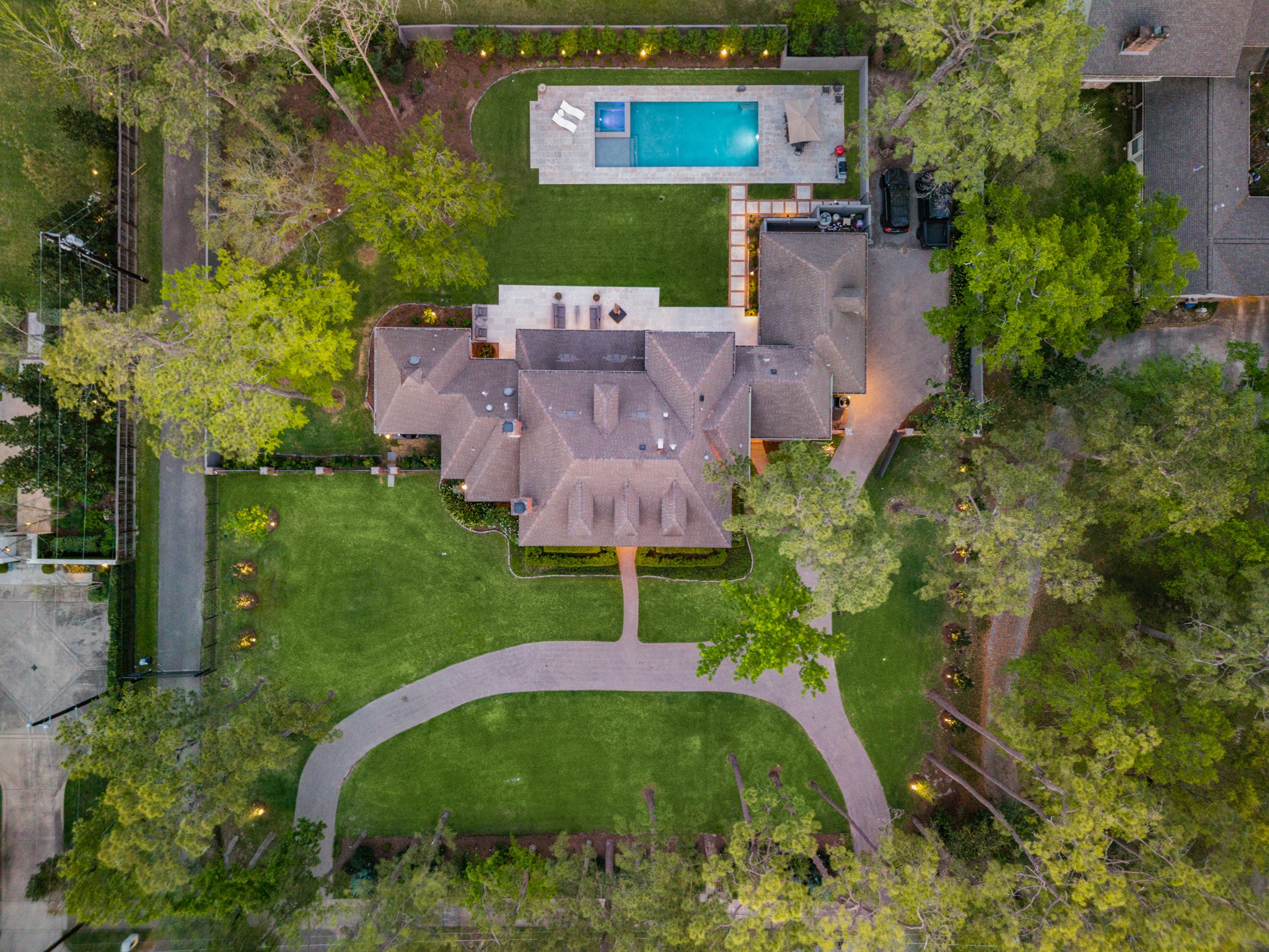 448 Blalock Road Houston, TX 77024 - Photo 48 of 49 an aerial view of a house with a yard and lake